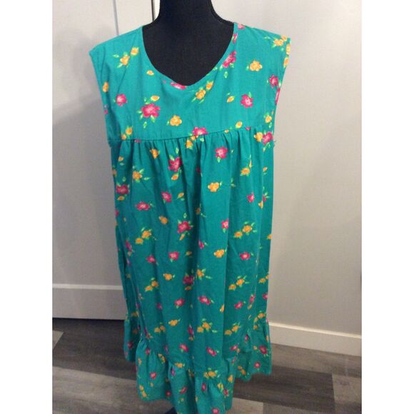 Vintage Anthony Richards Green Housecoat Mumu Size 1X Plus Floral - Picture 1 of 5